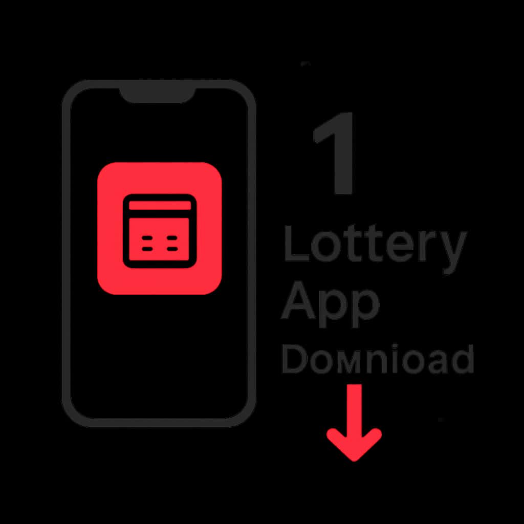 An educational diagram illustrating the steps to download the 1 Lottery app.