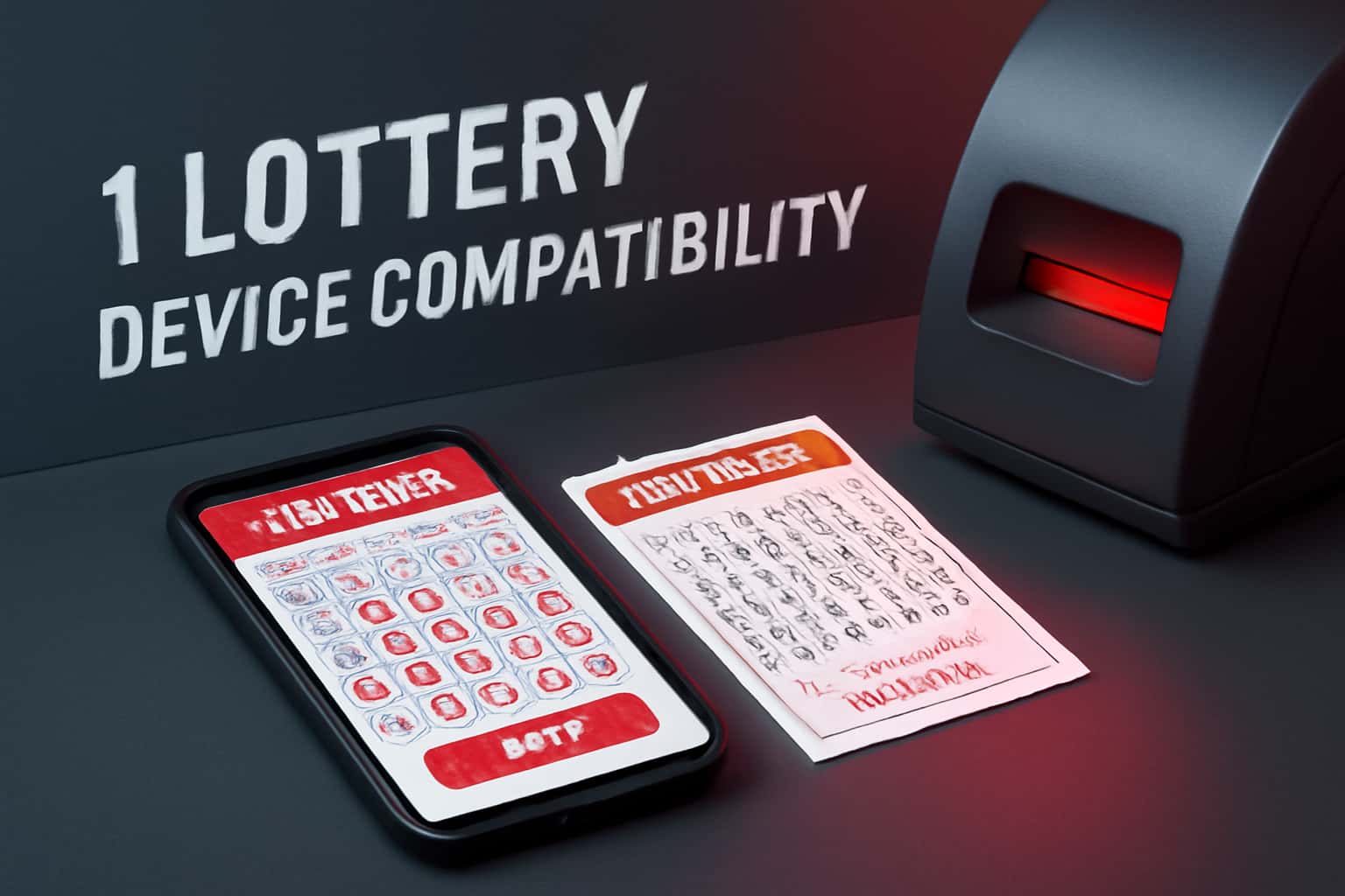 A high-tech representation of device compatibility for 1 Lottery applications.