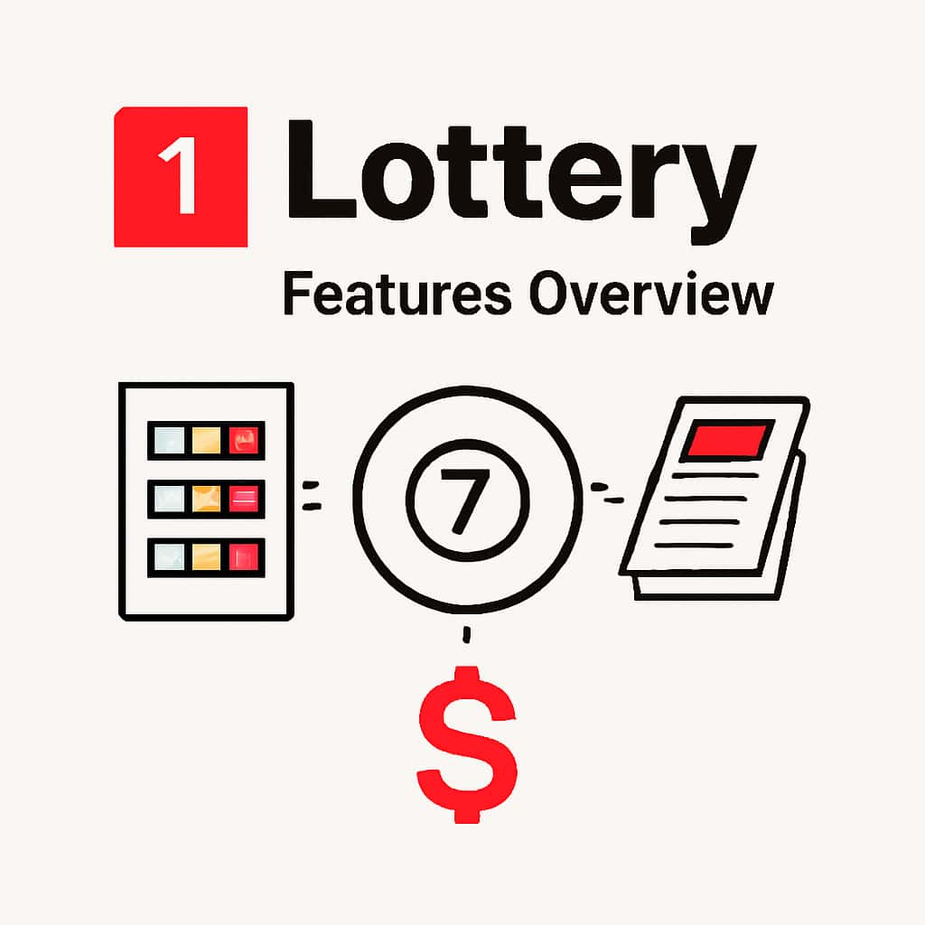 Illustration detailing the functionalities of the 1 Lottery platform.