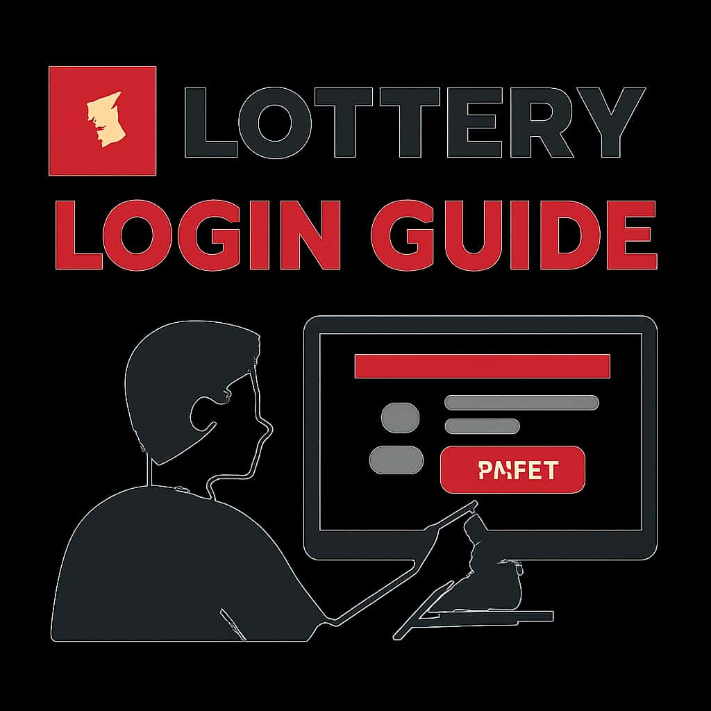 An illustration explaining the login steps for the 1 Lottery platform.