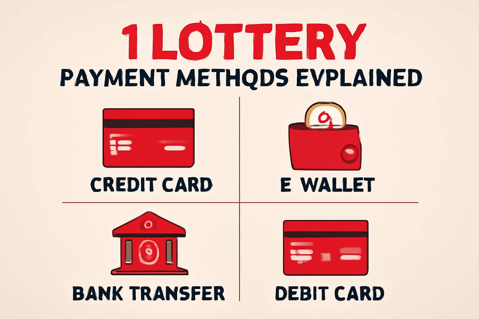 An informative scene illustrating the payment methods related to 1 Lottery.