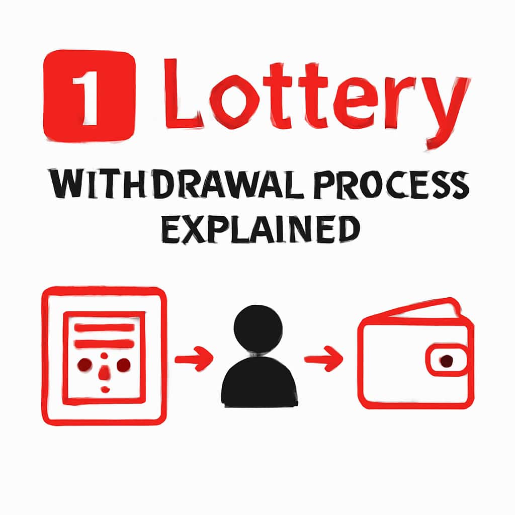An educational diagram showing the steps involved in the 1 Lottery withdrawal process.