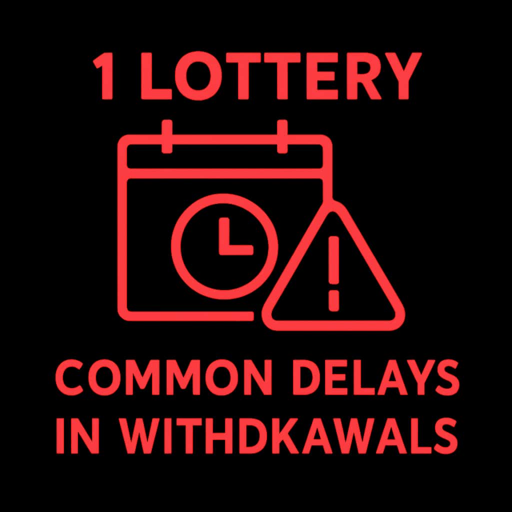 A badge representing guidelines for withdrawal delays in 1 Lottery.
