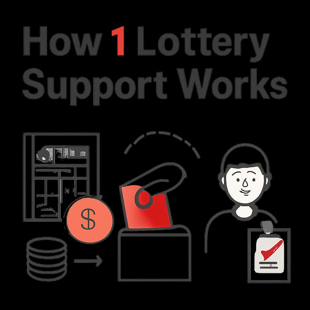 An educational diagram depicting the support framework of 1 Lottery.