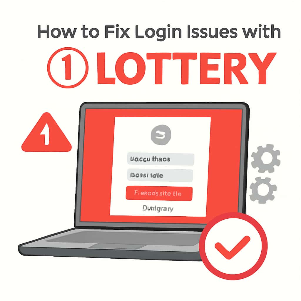 An educational illustration on troubleshooting login issues with 1 Lottery.