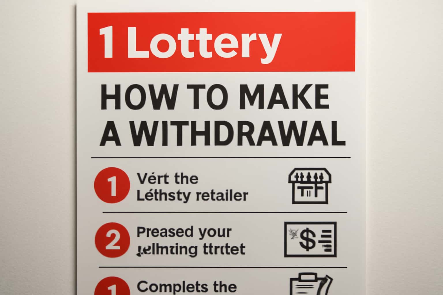 An informative scene depicting the process of making a withdrawal from 1 Lottery.
