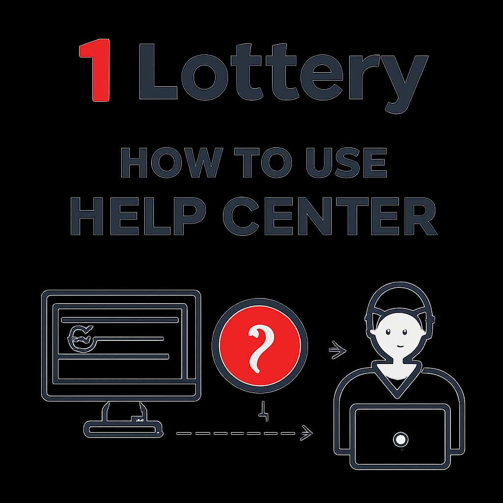An educational diagram illustrating how to navigate the 1 Lottery Help Center.