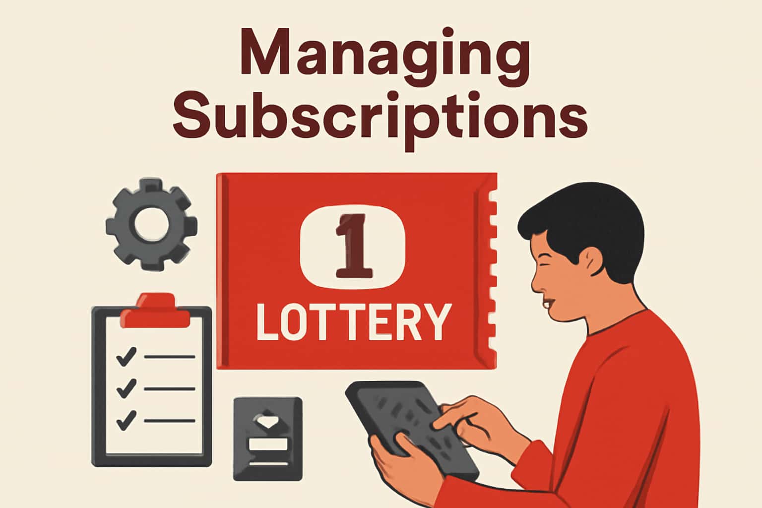 An informative illustration depicting the process of managing 1 Lottery subscriptions.