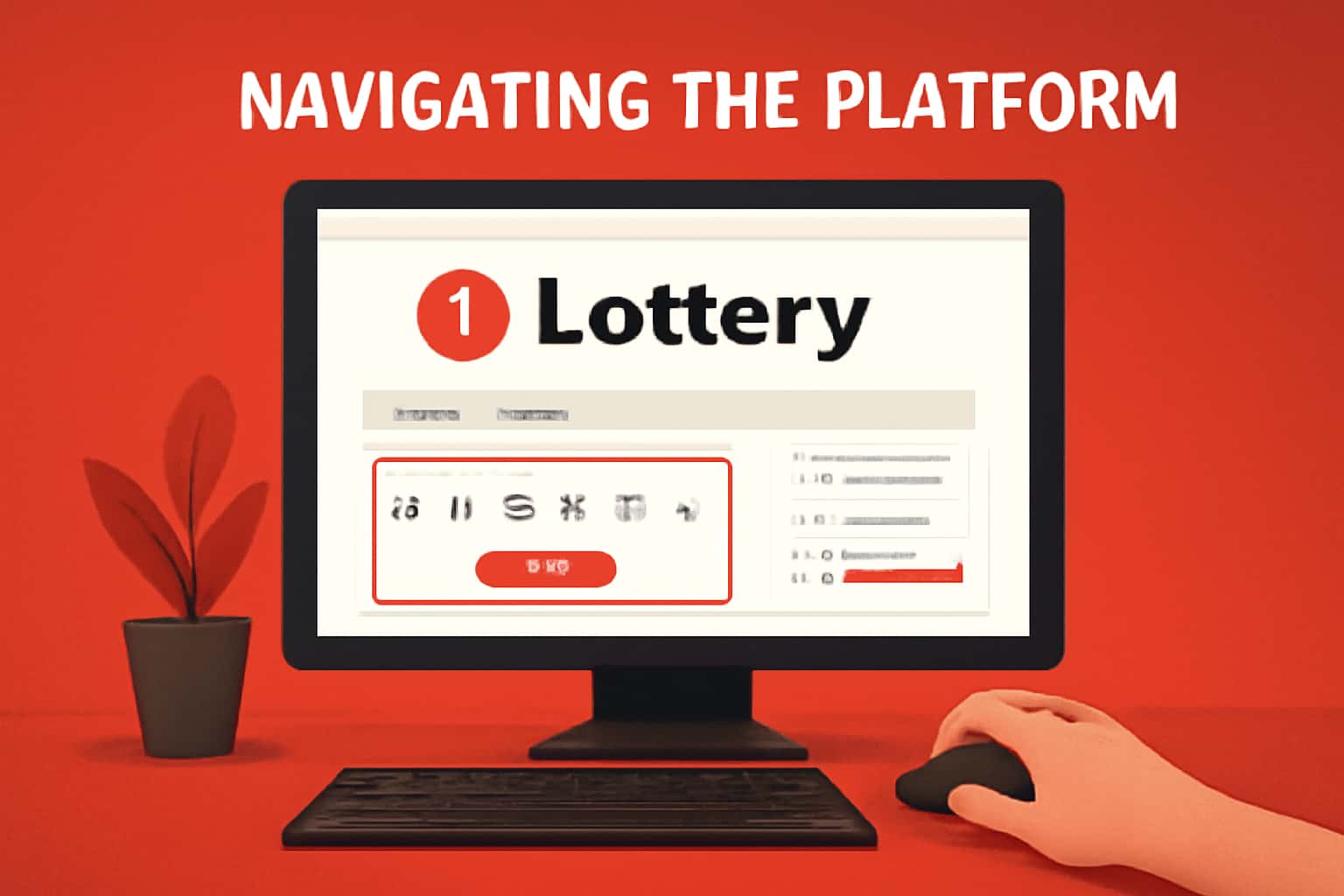 An informative scene depicting various features of the 1 Lottery Platform.