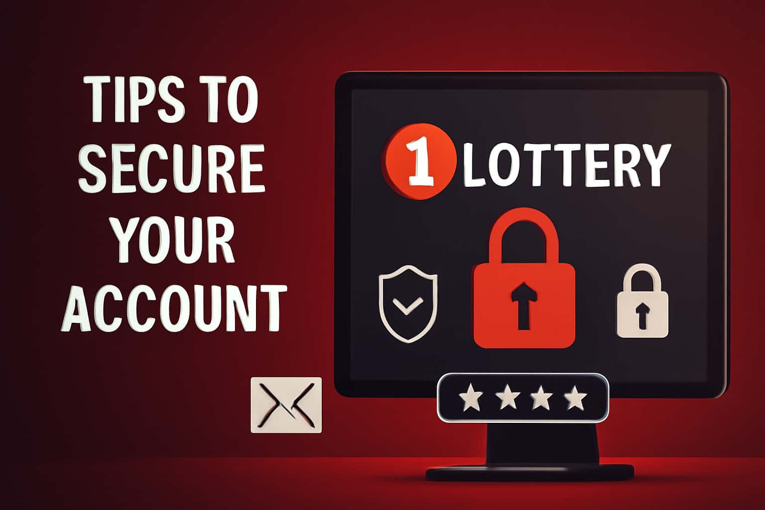 An informative scene showcasing tips for securing a lottery account with the text '1 Lottery'.
