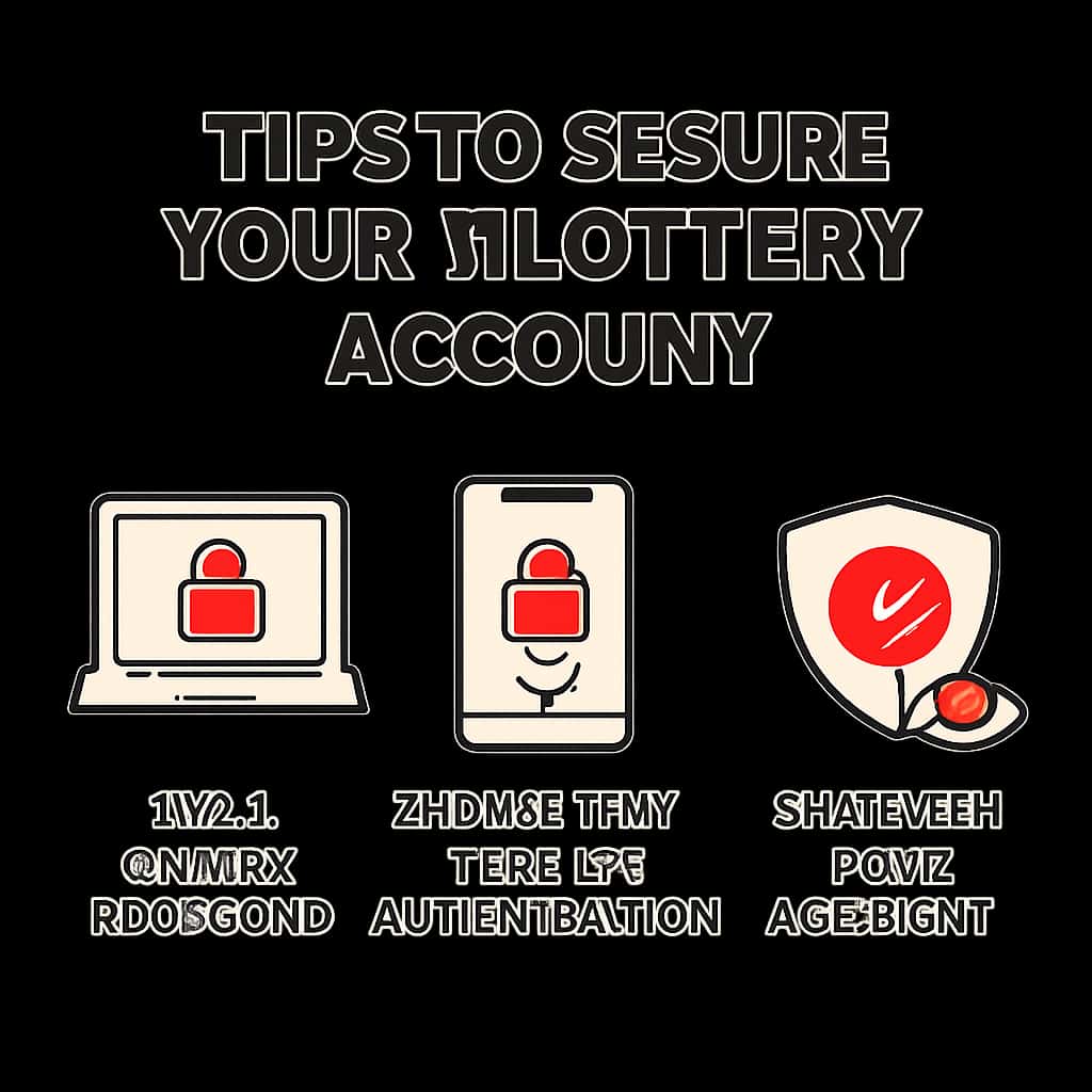 An educational diagram illustrating security measures for a lottery account with the text '1 Lottery'.