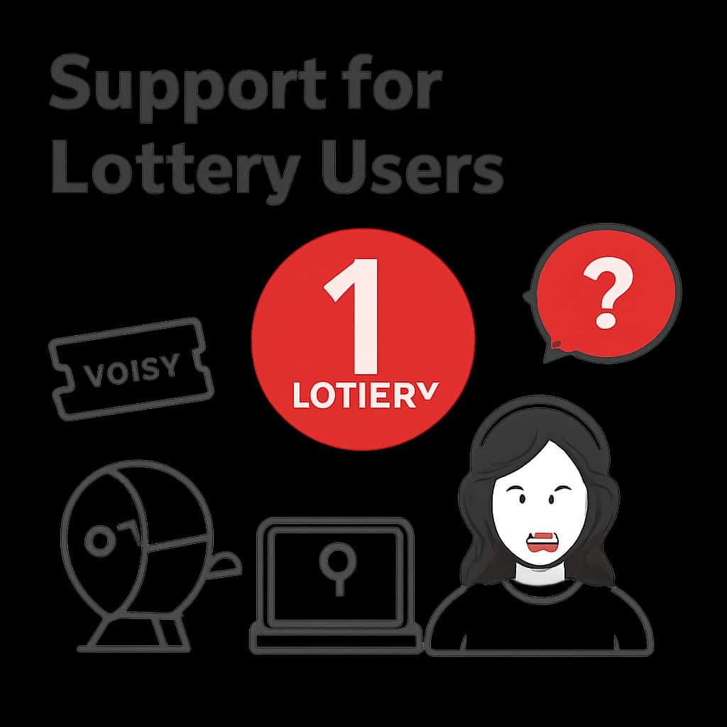 An illustration outlining the support process for 1 Lottery Users.