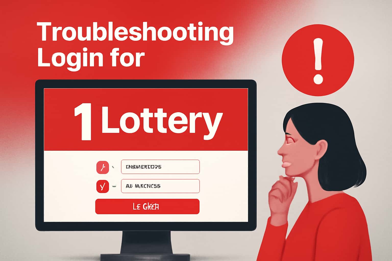 A futuristic scene illustrating troubleshooting login for 1 Lottery.