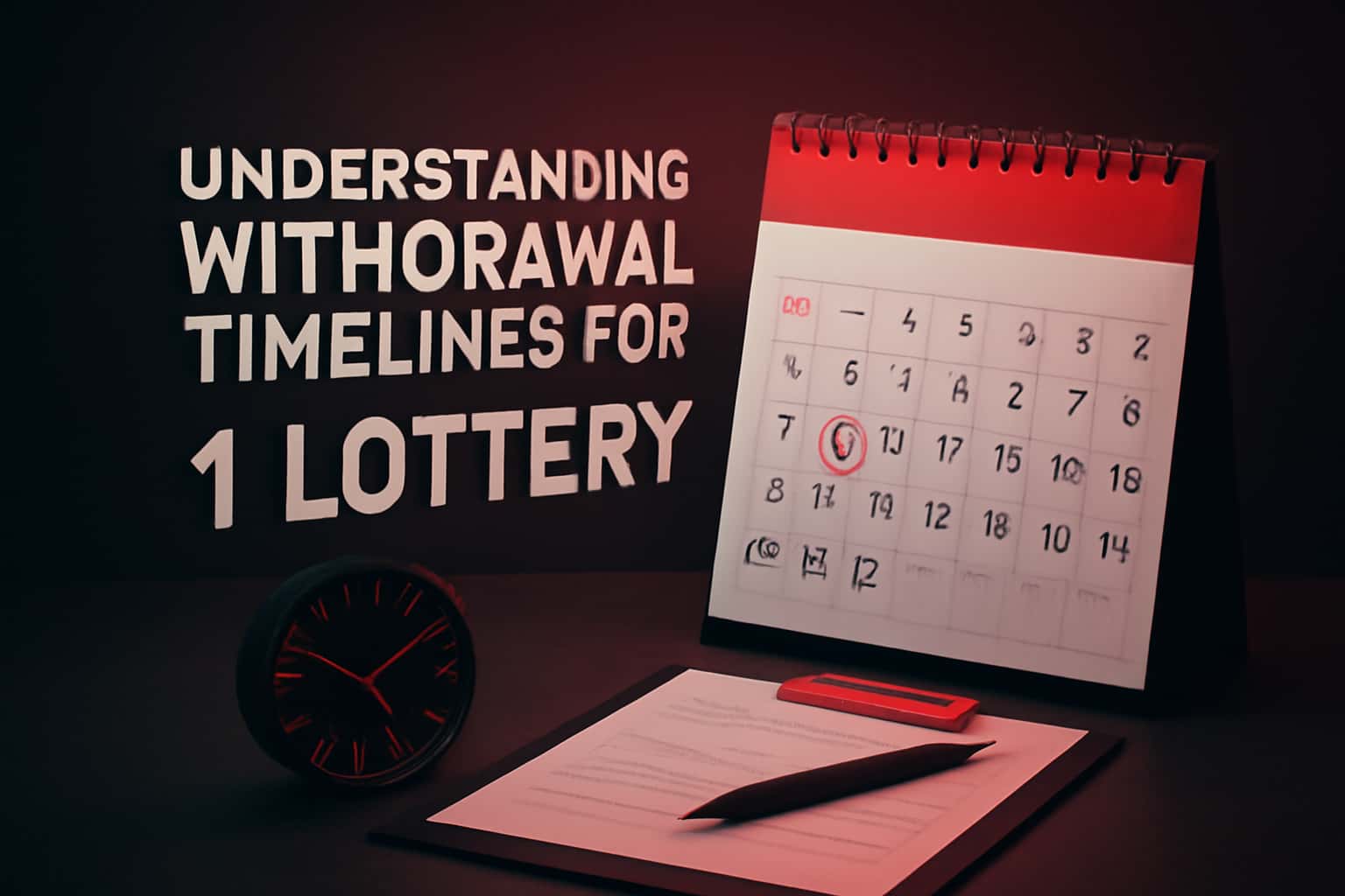 An informative graphic illustrating withdrawal timelines related to 1 Lottery, featuring clear and professional typography.