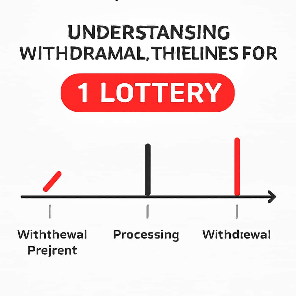 An educational diagram detailing the process of withdrawal timelines for 1 Lottery.
